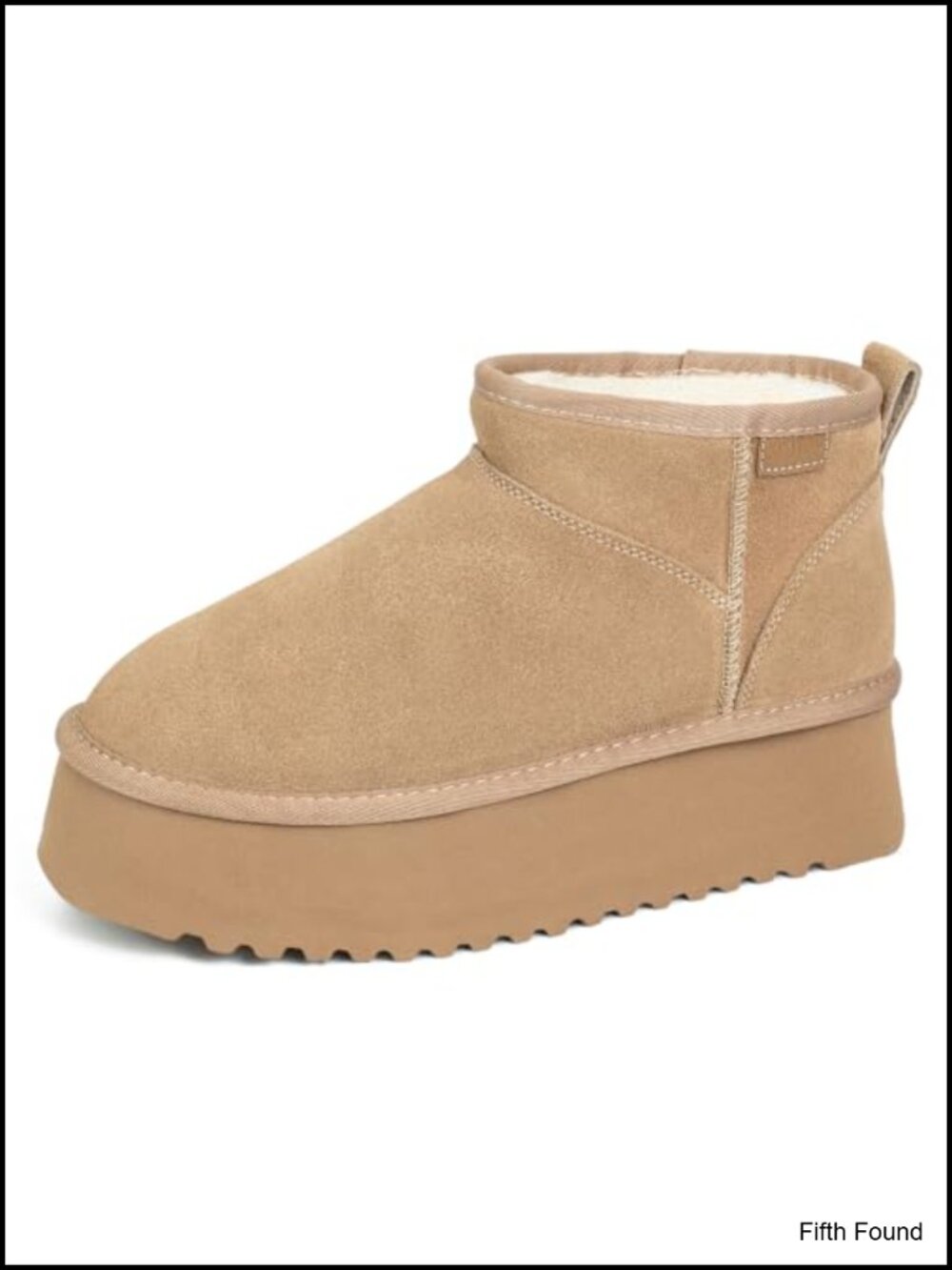 Suede Platform Ankle Snow Boots Pull-On Winter Booties Faux Fur Lined